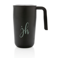 GRS recycelte PP und Stainless Steel Tasse mit Griff Farbe: schwarz