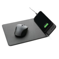 Swiss Peak RCS recyceltes 10W Wireless-Charging PU Mauspad Farbe: schwarz