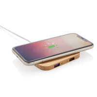 5W-Wireless-Charger aus Bambus mit USB Farbe: braun