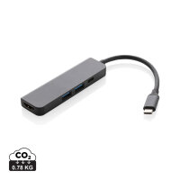 Terra Hub aus RCS recyceltem Aluminium mit HDMI-Input Farbe: grau