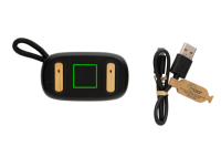 TWS-Ohrhörer aus recyceltem RCS-Kunststoff und Bambus Farbe: schwarz