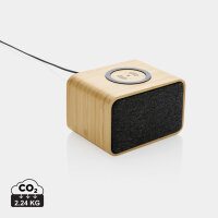 RCS rPlastik-3WSpeaker mit FSC® Bambus & 5W Wireless Charger Farbe: braun