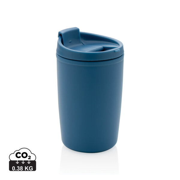 GRS recycelter PP-Becher mit Flip-Deckel Farbe: blau