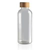 GRS rPET Flasche mit Bambus-Deckel Farbe: transparent