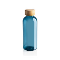 GRS rPET Flasche mit Bambus-Deckel Farbe: blau