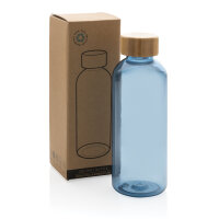 GRS rPET Flasche mit Bambus-Deckel Farbe: blau