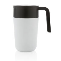 GRS recycelte PP und Stainless Steel Tasse mit Griff Farbe: weiß