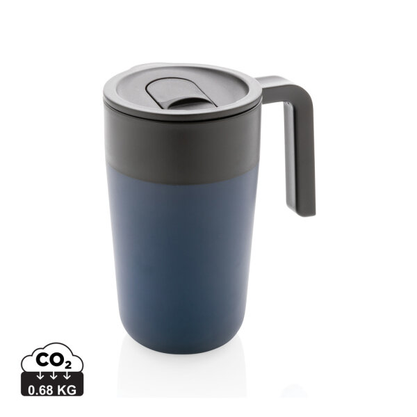 GRS recycelte PP und Stainless Steel Tasse mit Griff Farbe: navy blau