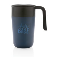 GRS recycelte PP und Stainless Steel Tasse mit Griff Farbe: navy blau