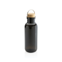 GRS rPET Flasche with Bambusdeckel und Griff Farbe: schwarz