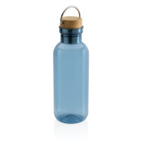 GRS rPET Flasche with Bambusdeckel und Griff Farbe: blau