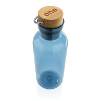 GRS rPET Flasche with Bambusdeckel und Griff Farbe: blau