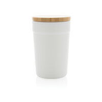 GRS rPP-Becher mit Bambusdeckel Farbe: weiß