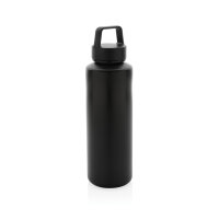 Wasserflasche mit Henkel aus RCS rPP Farbe: schwarz
