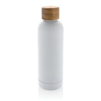 Wood Vakuumflasche aus RCS recyceltem Stainless-Steel Farbe: weiß