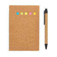 Haftnotizen im A6 Kraft-Booklet mit Stift Farbe: braun