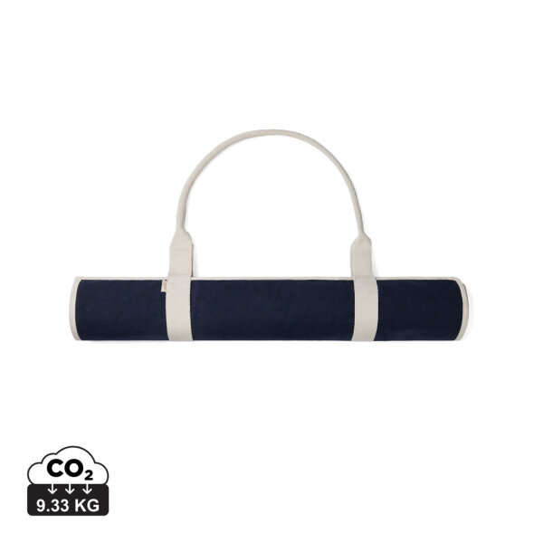 VINGA Volonne AWARE™ Strandmatte aus recyceltem Canvas Farbe: navy blau, off white